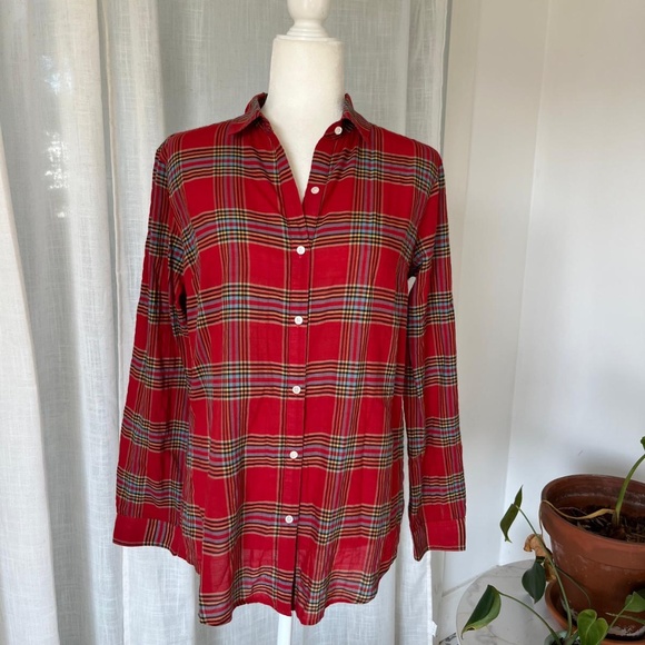 J. MCLAUGHLIN COTTON BUTTON-FRONT SHIRT – WOMEN’S SMALL – RED PLAID - Picture 2 of 6